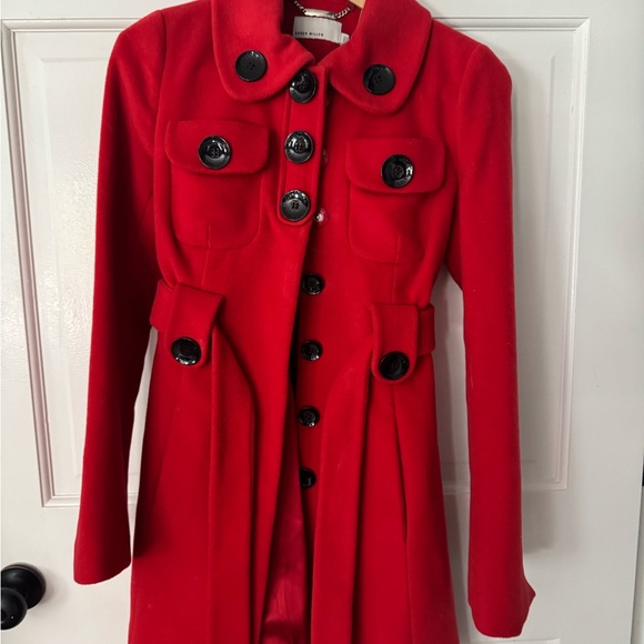 Karen Millen Vibrant Red wool cashmere coat - Picture 6 of 7